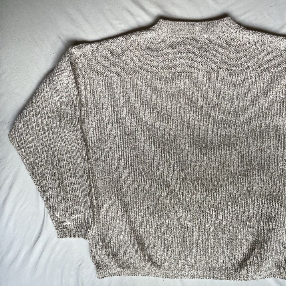 Vintage Eddie Bauer Sweater Mens XL Beige Henley 90s Ribbed Grandpa USA Made - Picture 10 of 10
